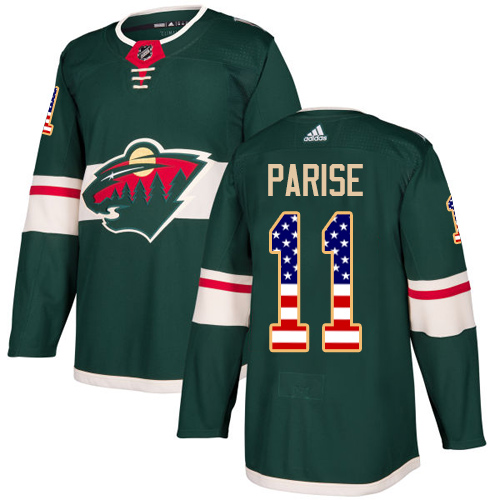 Adidas Wild #11 Zach Parise Green Home Authentic USA Flag Stitched Youth NHL Jersey - Click Image to Close